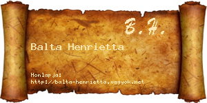 Balta Henrietta névjegykártya